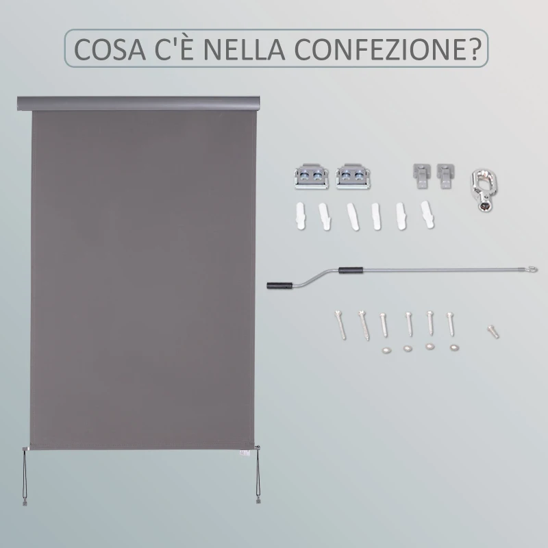 Outsunny Tenda Avvolgibile Parasole con Manovella, Installazione a Muro o Soffitto, 120x200cm, Grigio