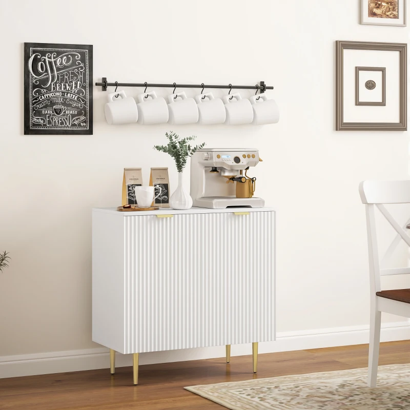 HOMCOM Buffet Cuisine, Meuble de Rangement avec 2 Portes, Étagère Réglable, Pieds Métalliques Surélevés, 80 x 40 x 80 cm, Blanc