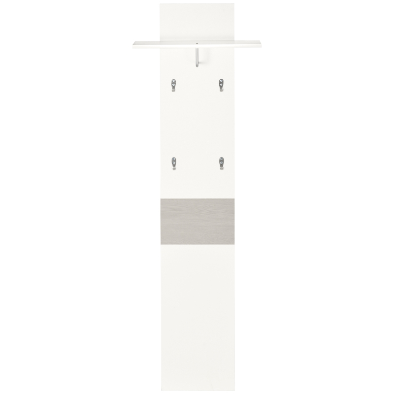 HOMCOM Móvel Cabide de Entrada com 4 Ganchos Cabide de Parede com Barra Suspensa de Alumínio 50x23,5x160cm Branco e Cinza