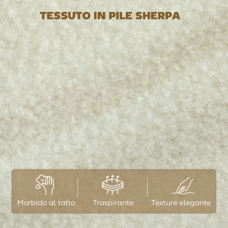HOMCOM Divano 2 Posti Moderno con Cuscini Spessi e Rivestimento Sherpa, 137x69x82 cm, Crema