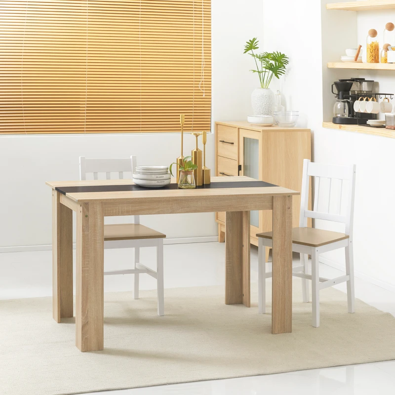 HOMCOM Mesa de Sala de Jantar para 4-6 Pessoas Estilo Moderno com Bancada de Melamina de Madeira Carga 50 kg 120x69x75 cm Madeira e Preto