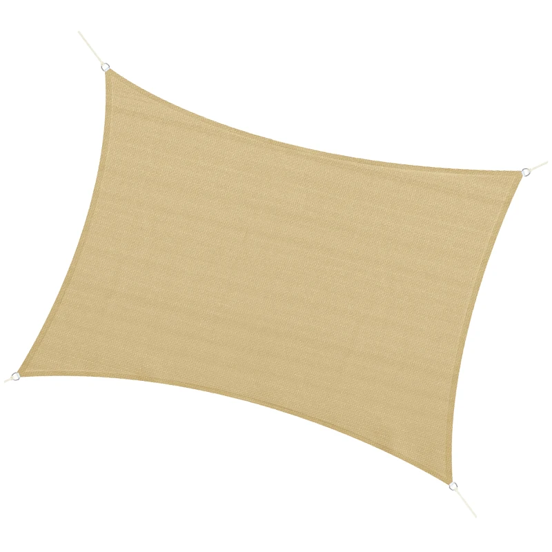 Outsunny Voile d'ombrage rectangulaire grande taille 4 x 3 m polyéthylène haute densité HDPE résistant aux UV beige