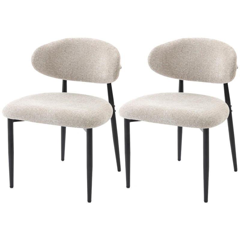 HOMCOM Esszimmerstühle Gepolstert Küchenstühle mit Stahlbeinen Beige