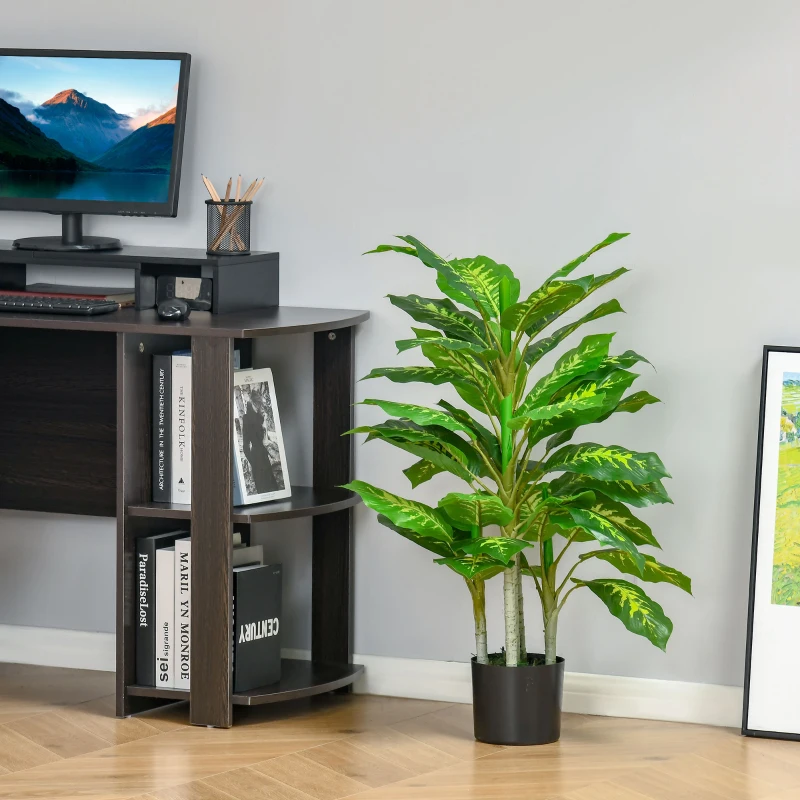 HOMCOM Plante artificielle calathea hauteur 95 cm pot ciment - intérieur