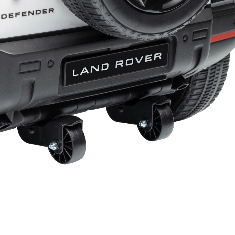 AIYAPLAY Coche Eléctrico SUV para Niños Land Rover Defender 12 V Mando a Distancia Suspensión Arranque Suave 2,7-4,5 km/h Blanco