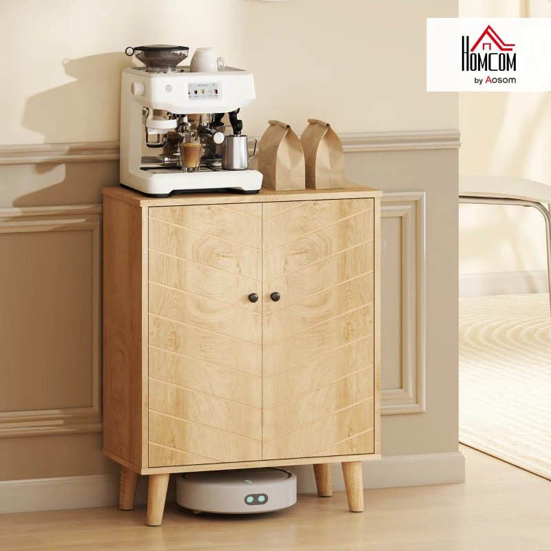 HOMCOM Mobile Multiuso Stile Vintage in Legno con Due Ripiani interni, 60x30x76cm