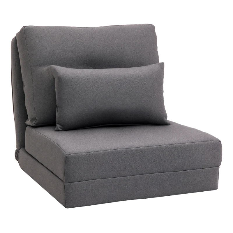 HOMCOM Bodensessel Klappmatratze Schlafmatte, 2-in-1-Design, abnehmbares Kissen, 60 x 80 x 56 cm, Dunkelgrau(m-12)