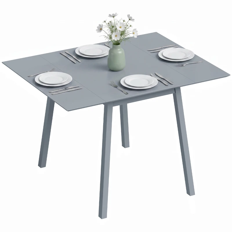 HOMCOM Solid Wood Folding Dining Table, Drop Leaf Table for 2-4 People,  Rectangle Kitchen Table
