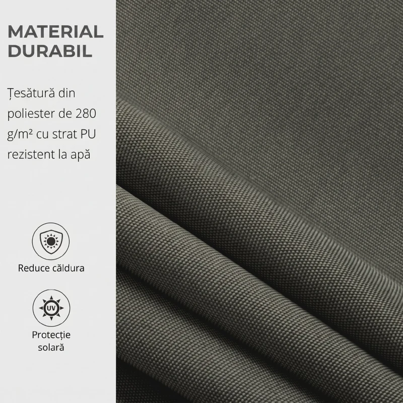 Outsunny Copertină Retractabilă de Exterior cu Brațe și Deschidere Manuală, 350x250 cm, Gri