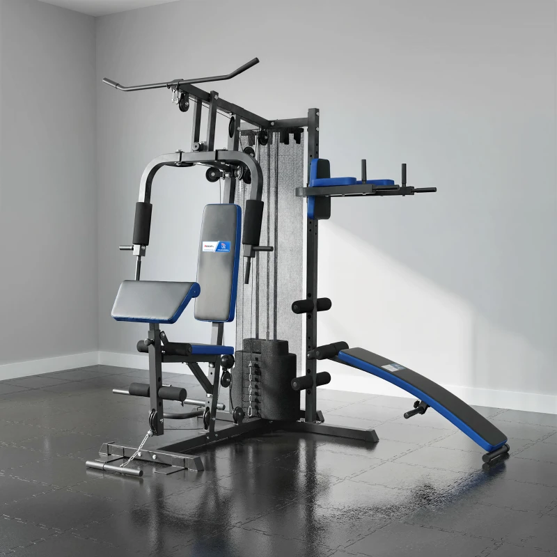 Station de musculation multifonction - Collaboration Aosom.fr x FFHandball - 10 contrepoids 65 kg filet de protection