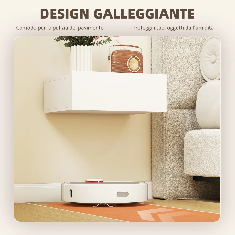 HOMCOM Set di 2 Comodini Sospesi Moderni con Cassetto in Legno, 40x30x15cm, Bianco