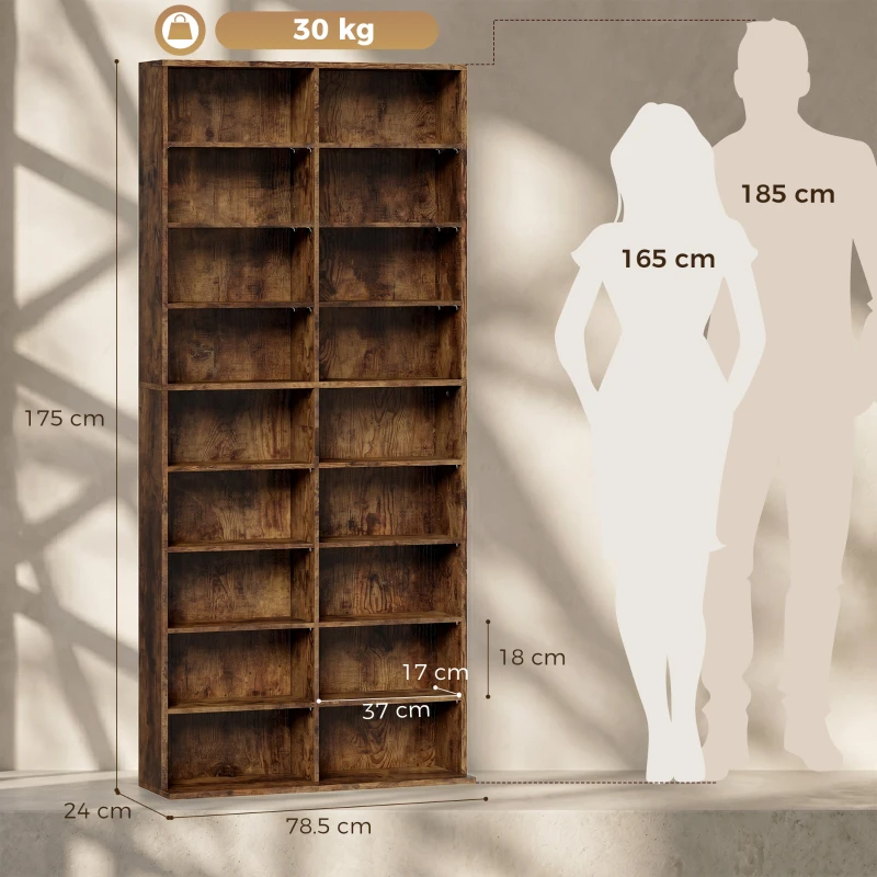 HOMCOM 640 CD Storage Tower - Rustic Brown