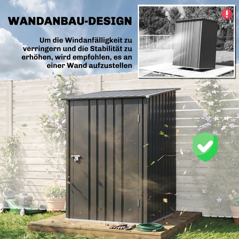 Outsunny Abri de Jardin 1m² - Remise pour Outils - cabanon Porte verrouillable - dim. 1L x 1,03l x 1,6H m - tôle d'acier ondulée Anthracite