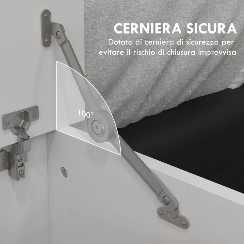 HOMCOM Panca Contenitore Multiuso in Legno per Camera e Ingresso, 80x40x40 cm, Bianco