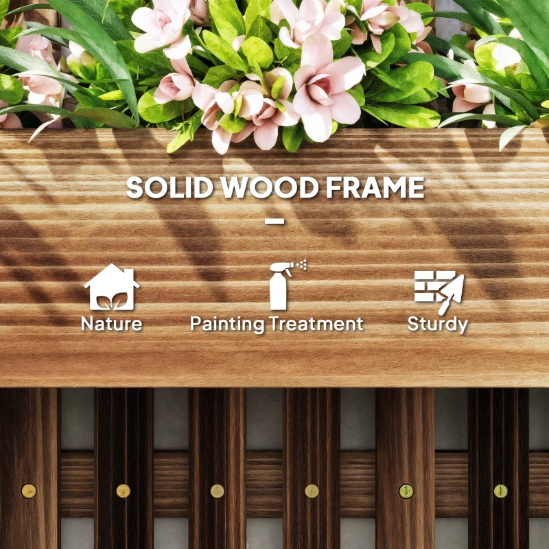Outsunny Wall-mounted Wooden Garden Planters with Trellis, Drainage Holes and 3 Planter Boxes for Patio, Carbonised