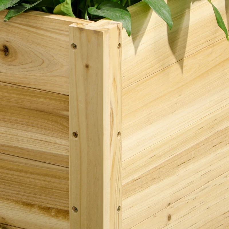 Outsunny Hochbeet, wetterfester Anstrich, 4 Räder, Naturholz, 89 x 48 x 47 cm