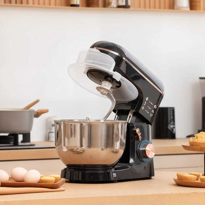 HOMCOM Stand Mixer, 5L Food Mixer for Baking, 6 Speeds and Pulse Setting, 1400W Cake Electric Kitchen Mixer with Dough Hook, Whisk, Stainless Steel Bowl, Splash Guard, Beater, Black