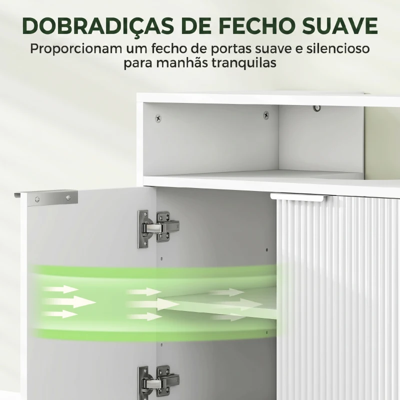 HOMCOM Móvel para Lavatório Pousar com 2 Portas Canaladas para Lavatório com ou sem Pedestal  60x33x63 cm Branco