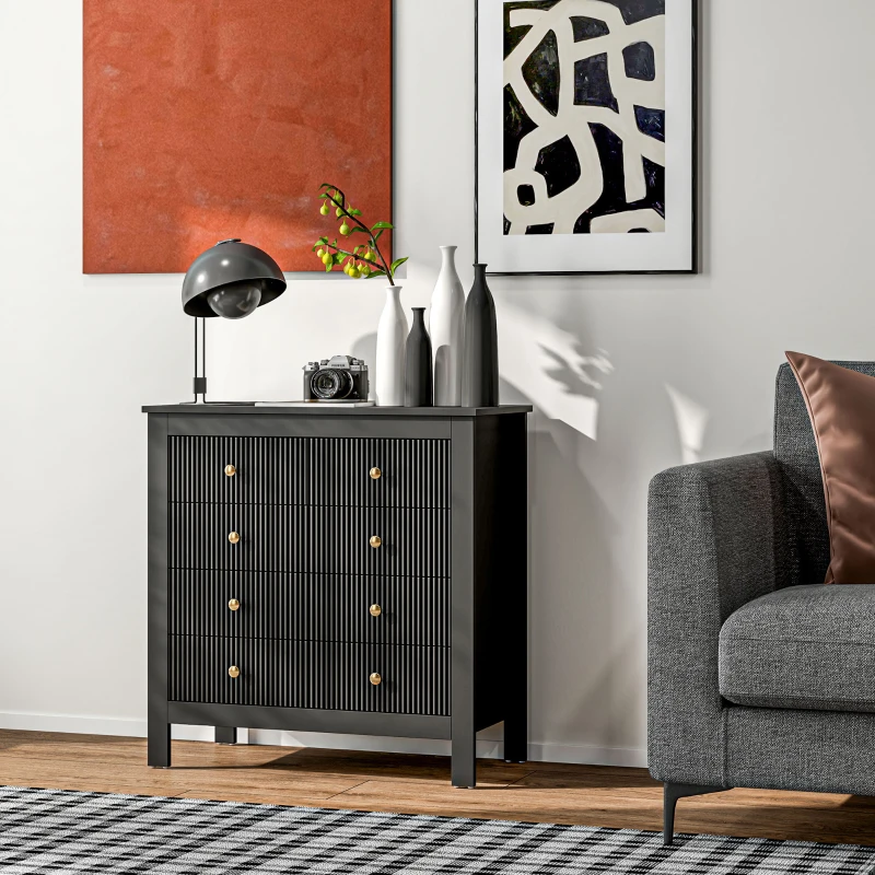 HOMCOM Elegant Chest of Five Drawers - Black