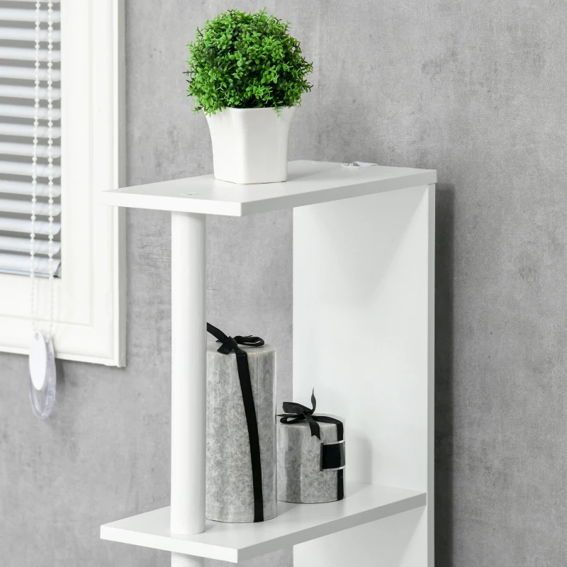 kleankin Colonna Bagno con 2 Ripiani e 2 Armadietti, Mobile Alto Salvaspazio 15.2x29.8x118 cm, Bianco e color Legno