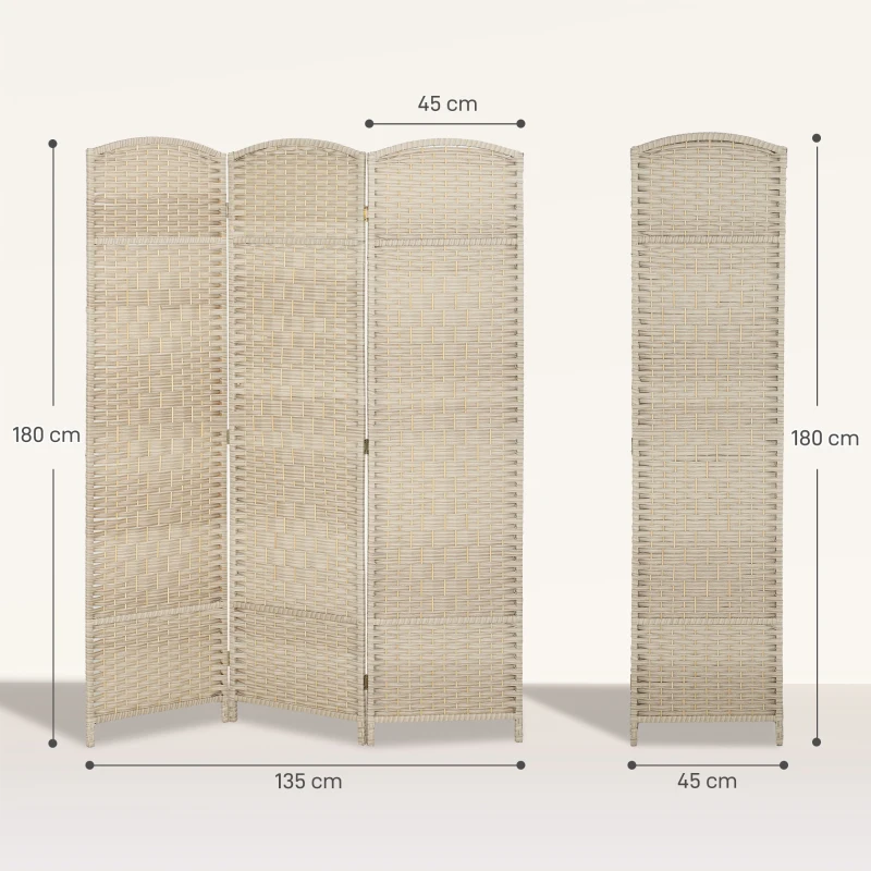 HOMCOM Paravent intérieur en bois 3 panneaux séparateur de pièce pliable pour salon chambre 135 x 180 cm chêne