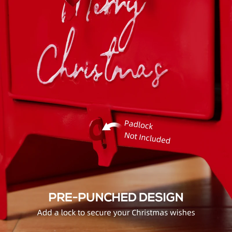 HOMCOM A5 Christmas Letter Postbox - Red/White