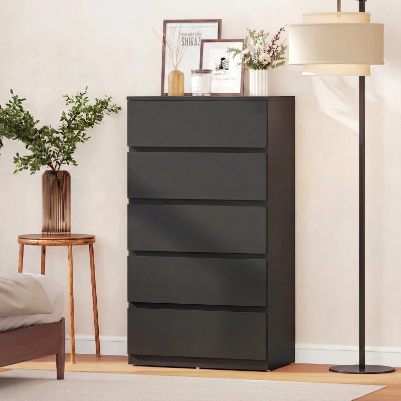 HOMCOM Chest of Drawers, 5-Drawer Storage Cabinets, Modern Dresser, Storage Drawer Unit for Bedroom