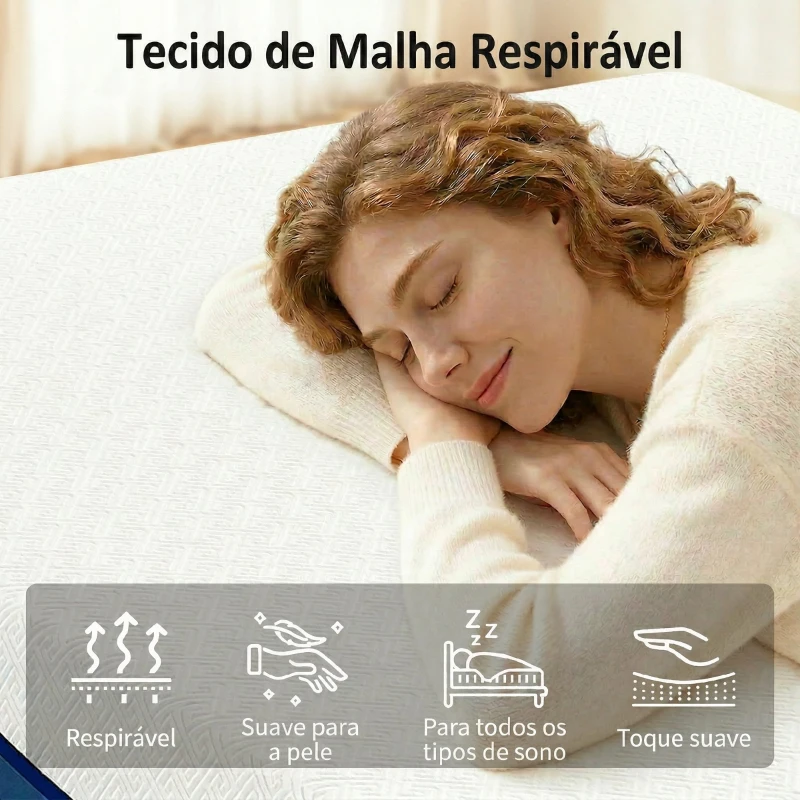 HOMCOM Colchão 190x90 cm Espessura 20 cm Colchão Viscoelástico com Chá Verde Firmeza Média Cama Refrescante com Espuma de Gel