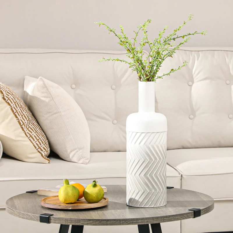 HOMCOM Vaso para Flores de Metal Vaso Decorativo para Flores Moderno com Textura 3D  Ø15x45,5 cm Cinza