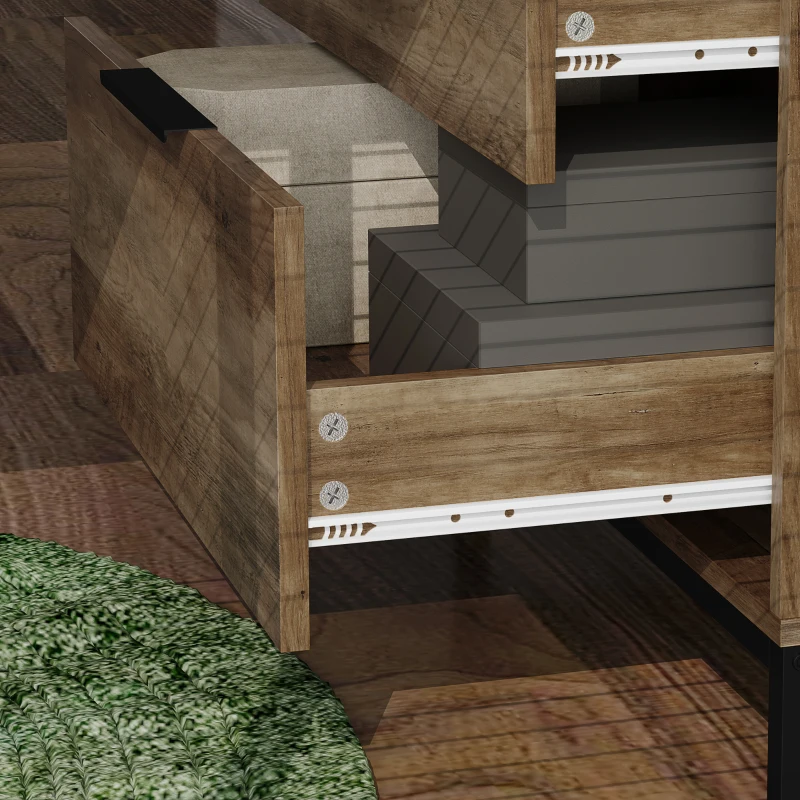 HOMCOM Cassettiera 3 Cassetti Antiribaltamento con Maniglie Nere, in Legno e Metallo, 62x35x82 cm, Marrone scuro