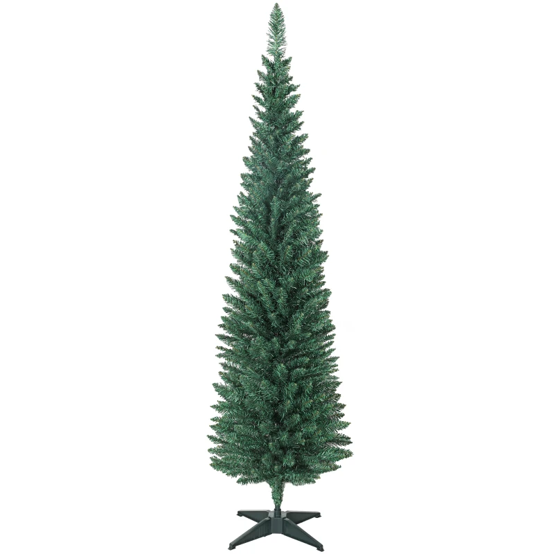 HOMCOM Brad de Crăciun artificial slim 180 cm cu 321 de ramuri, aspect de brad, cu bază din plastic, verde