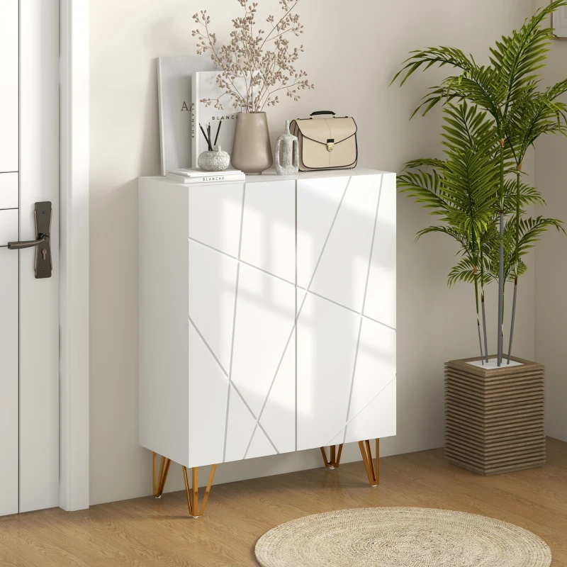 HOMCOM Móvel Sapateira de Entrada Armário Sapateira com Prateleiras Ajustáveis para 15-20 Pares de Sapatos 72x31,5x95 cm Branco