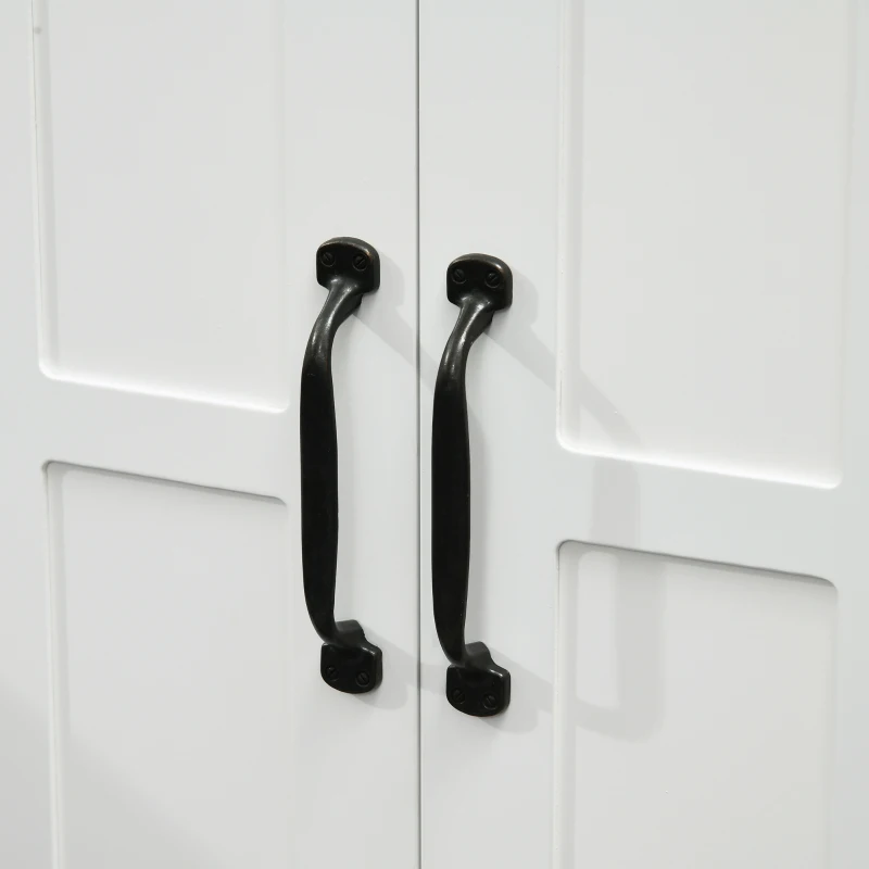 kleankin Mobile per Lavabo con Piedistallo, Mobile Sotto Lavabo con 2 Ante e Scaffale Regolabile, Mobile da Bagno con Ritaglio a Forma di U, Bianco