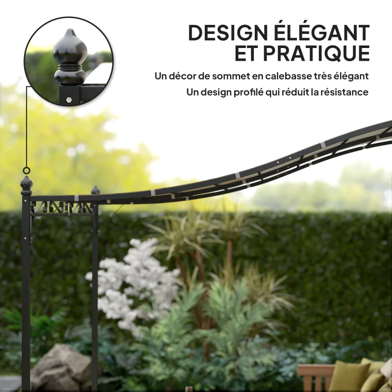 Outsunny Pergola de jardin 3 x 2,5 m, tonnelle de jardin avec toit imperméable, trous de drainage, structure métallique, crème