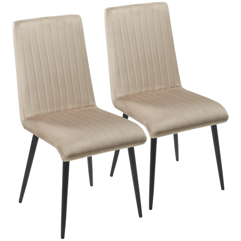 HOMCOM Set 2 Sedie da Cucina Imbottite con Gambe in Acciaio e Design Salvaspazio, 43x58x90 cm