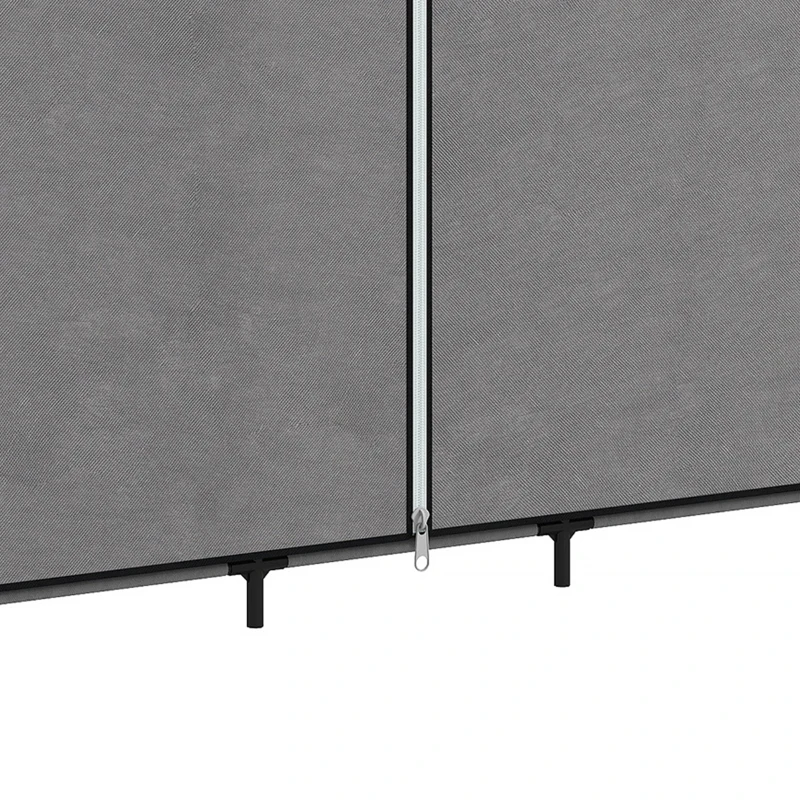 HOMCOM Armario de Tela con 5 Barras 5 Estantes 6 Bolsillos Laterales Cremallera Marco de Acero 212x45x167 cm Gris