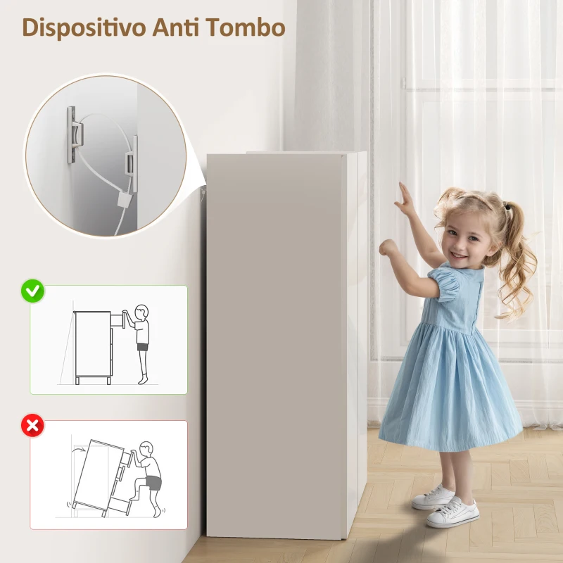 HOMCOM Sapateira de 6 Níveis com 2 Portas em Branco Brilhante com Fechamento Suave e Prateleiras Ajustáveis 70x33,5x95 cm Branco