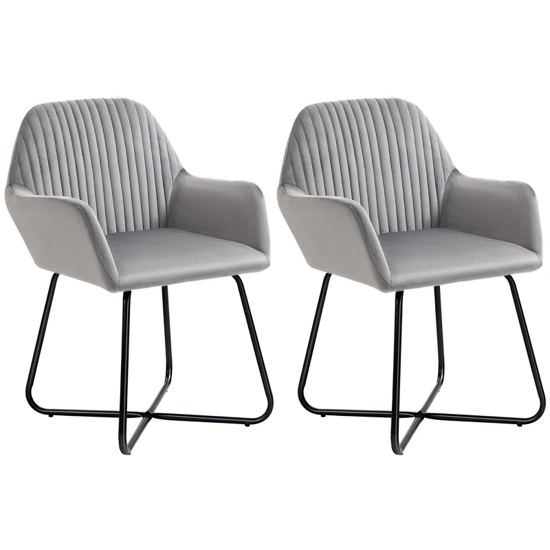 HOMCOM Velvet-Feel Plisse Back Accent Chair - Grey