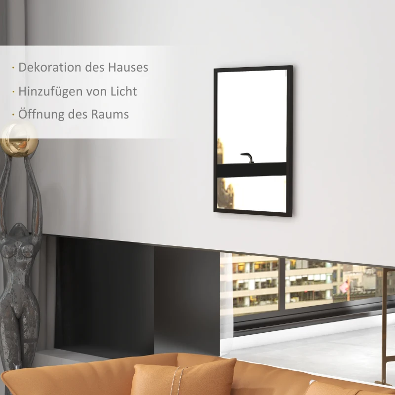 HOMCOM Wandspiegel, 50 x 70 cm, Rahmen in Holzoptik, einfache Montage, inkl. Schrauben