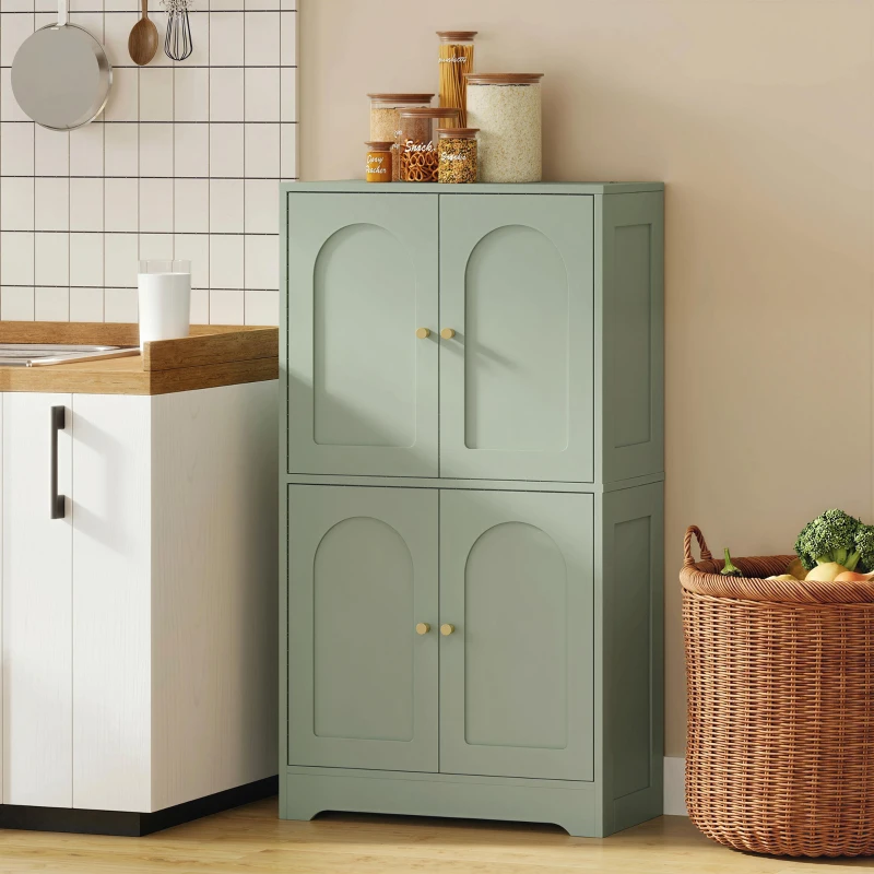 HOMCOM 4-Door Kitchen Storage Cabinet with Adjustable Shelves - Green
