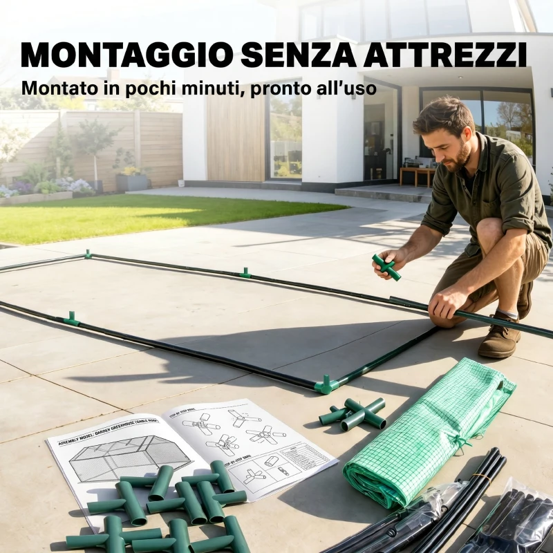Outsunny Serra Piccola per Giardino e Balcone con Finestre e Copertura in PE, 180x90x70cm, Verde