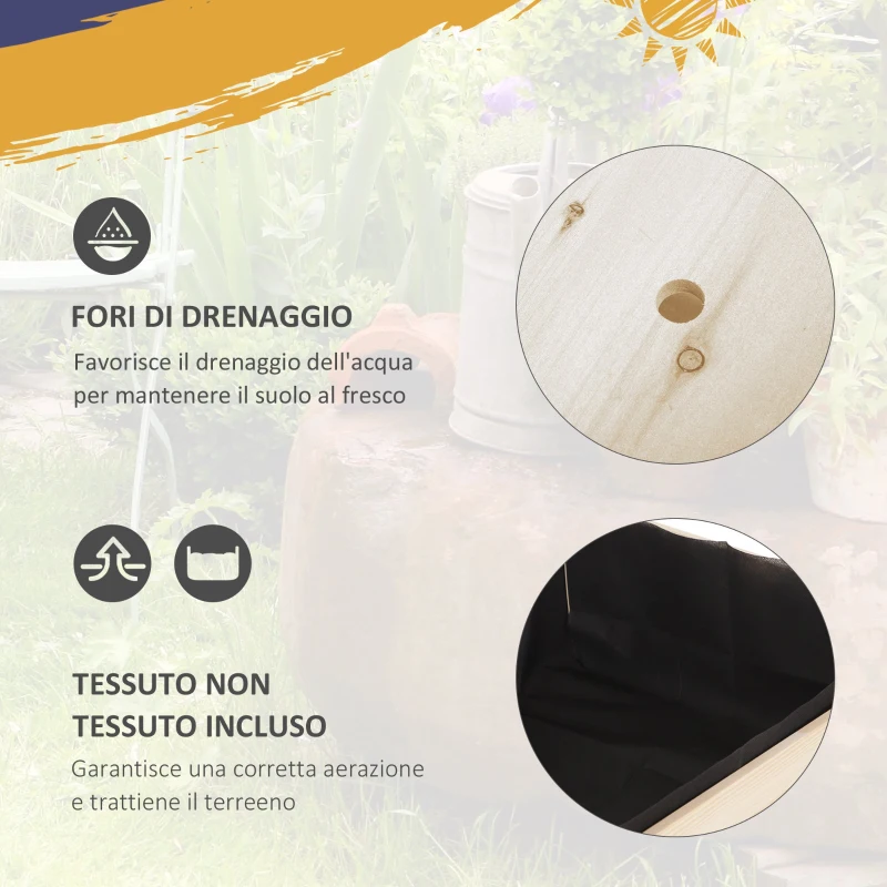 Outsunny Fioriera da Esterno a 8 Sezioni con Ripiano Laterale e Mensola in Legno di Abete, 123x54x87 cm, Legno