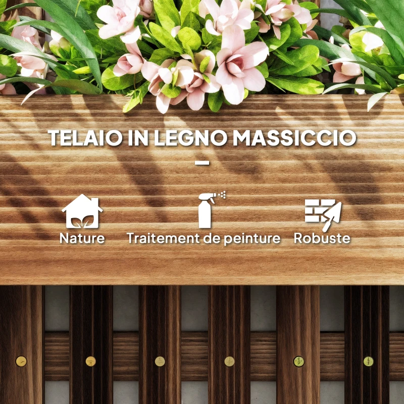 Outsunny Fioriera Verticale a Doghe con 3 Vasi Rimovibili, in Legno di Abete, 60x16x80 cm, Marrone Bruciato