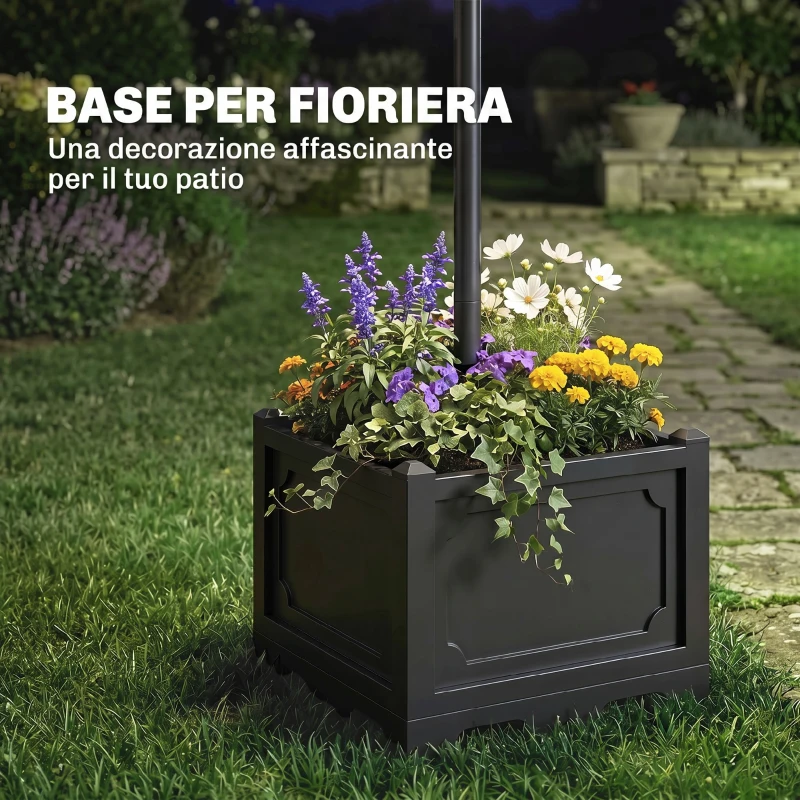 Outsunny Lampione Luce Solare per Esterno (60x55x189 cm) Accensione/Spegnimento Automatici, con 3 Lampade a Led