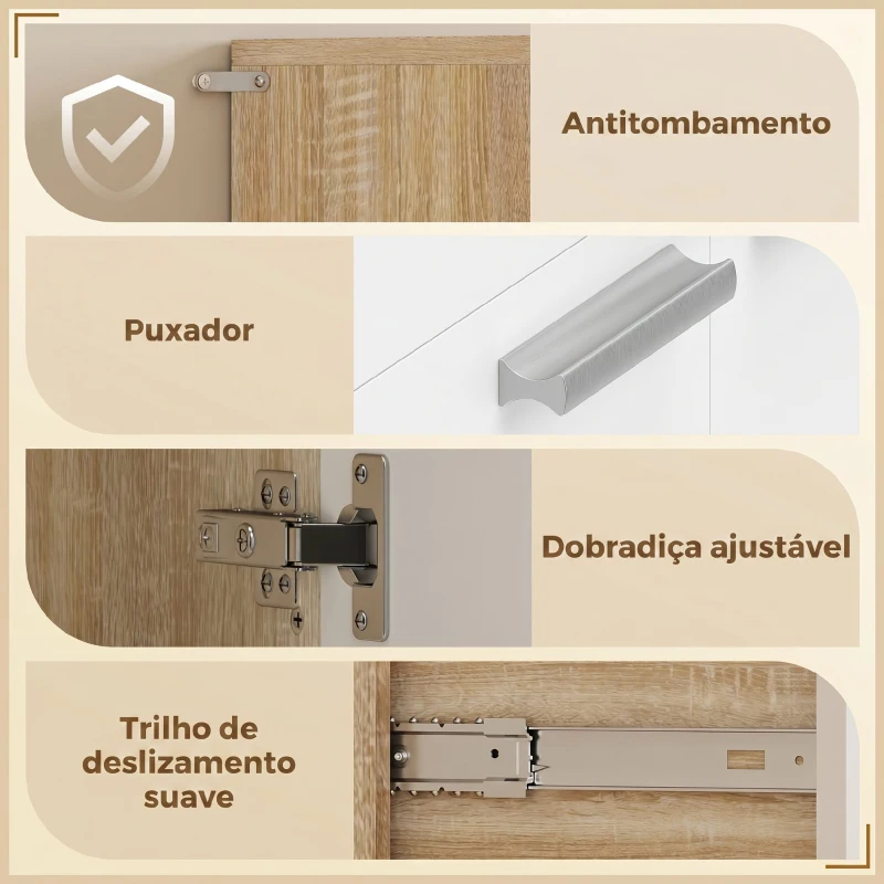 HOMCOM Armário de Cozinha Alto com 6 Portas e Grande Gaveta Prateleiras Bancada Ampla para Micro-ondas 120x40x175 cm Branco e Madeira