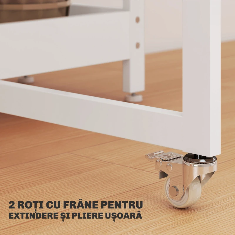 HOMCOM, Masă de Dining Pliabilă, Cu 2 Rafturi Deschise, PAL, Metal, 133.4cm x 80cm x 75cm, Alb