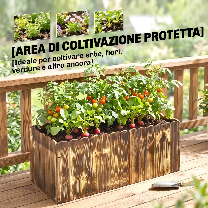 Outsunny Fioriera da Giardino Rettangolare per Interni ed Esterni, in Legno di Abete, 80x33x30 cm, color Legno