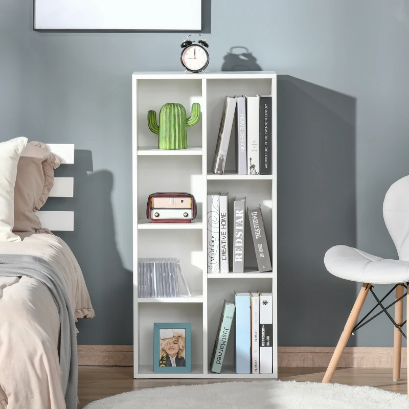 HOMCOM Seven-Cube Bookcase - White Wood Effect