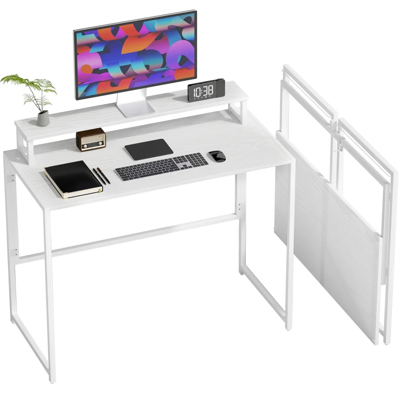 HOMCOM Schreibtisch Klappbar Computertisch mit Monitorhalterung  für Arbeitszimmer 100 x 48 x 87,5 cm