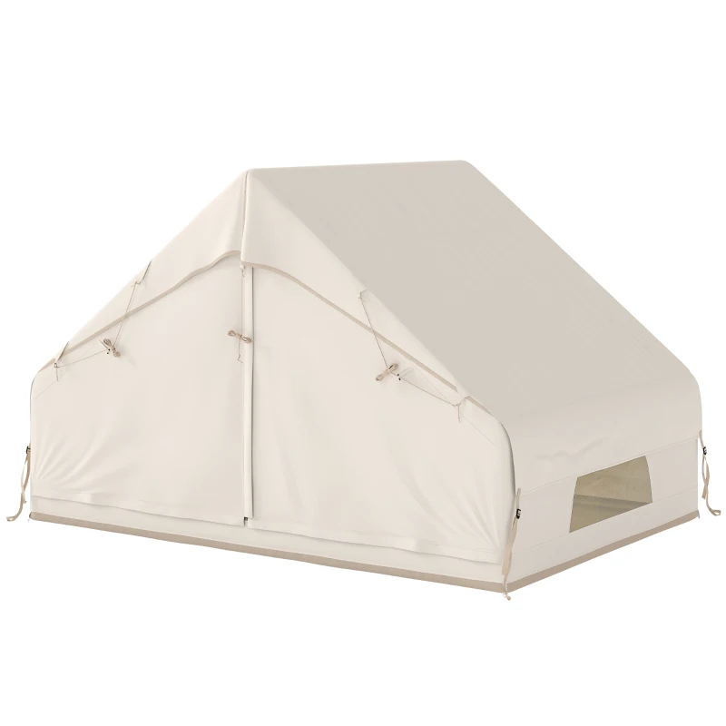 Outsunny Inflatable Tent Waterproof for Camping Blow Up Tent with Pump Carry Bag for 2-4 Person, Beige